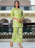 Cotton Green Casual Wear Printed Readymade Cord Set